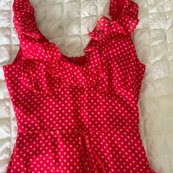 Lovers + Friends Sukey  Red Tiered Dot Midi Sundress in Strawberry - Picture 8 of 14